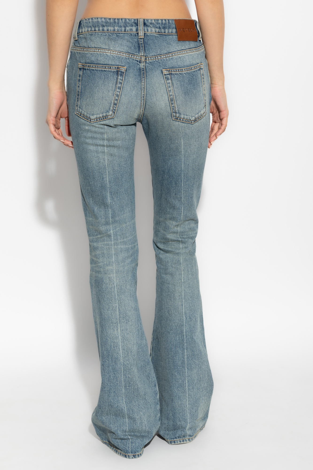 デニム・ジーパン alexander mcqueen SS25 Denim pants (813252QMACV 4315) Women's Fold Over Waist Jeans in Blue | Alexander McQueen US